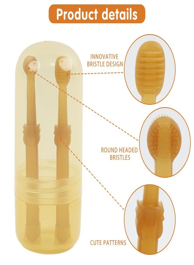 Qpets® 2Pcs Dog Toothbrush with Tongue Scraper for Dogs, Puppies, Cats, and Small Pets, Soft Silicone Pet Toothbrush for Easy Teeth Cleaning, Massaging, Soothing Gums, Fresh Breath with Storage Box - Image 3